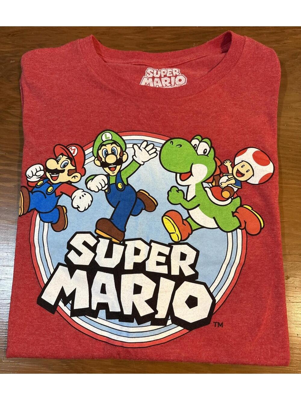 Super Mario T Shirt Men’s 2XL Red Nintendo with Mario, Yoshi, Toad & Luigi